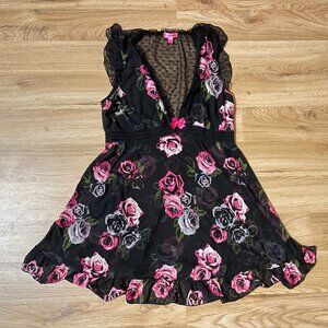 floral print babydoll micro mesh dress